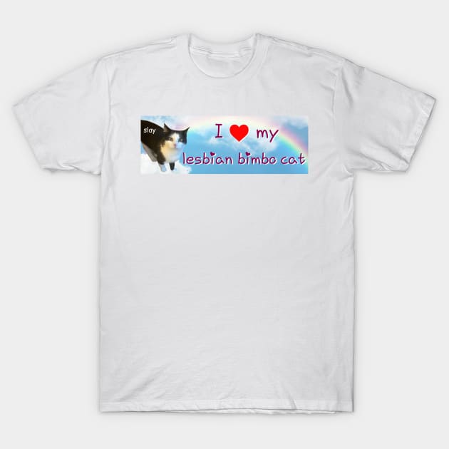 I Love My Lesbian Bimbo Cat T-Shirt by casserolestan